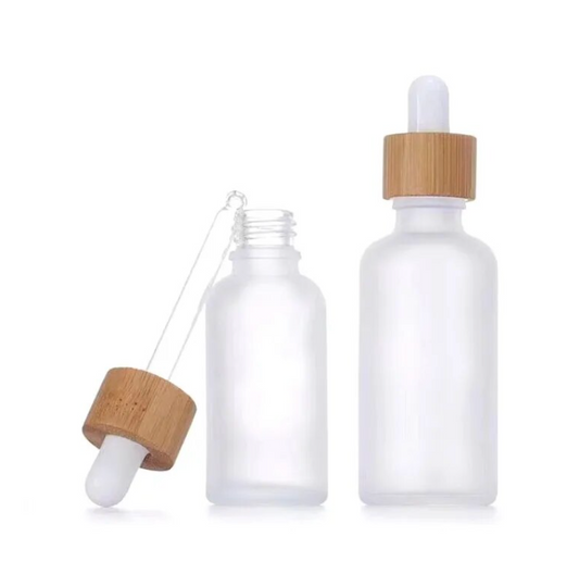 Frosted Glass Dropper with Bamboo Lid - 30ml x20 - SOUL VIDA WHOLESALE